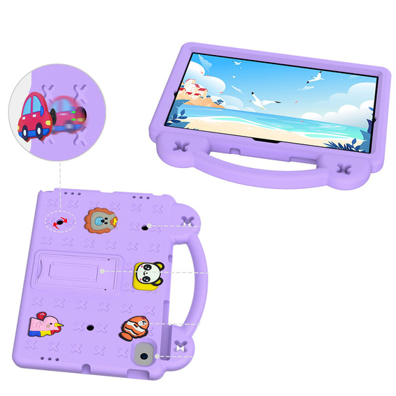 Husă pentru copii pentru Samsung Tab A8 X200 / X205, Cute Patterns, cu suport, violet