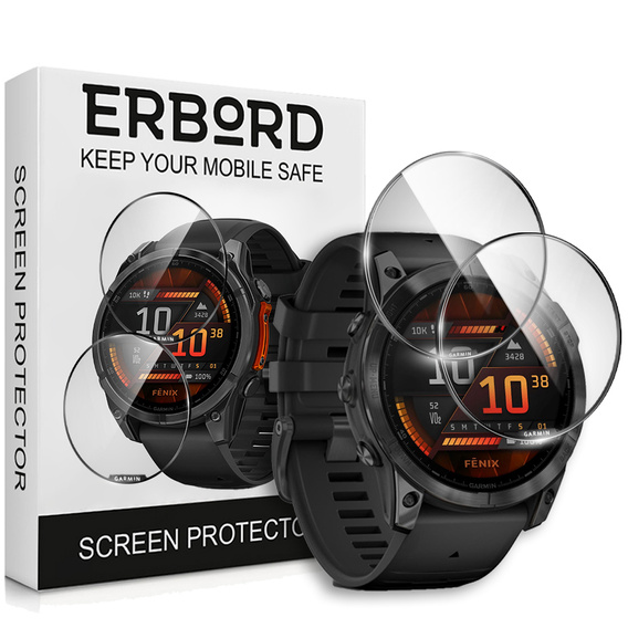 2x ERBORD Hybrid Glass pentru Garmin Fenix 8 47mm