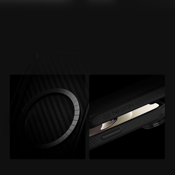 Carcasă pentru iPhone 16e, carcasă blindată Nillkin, Carboprof Case, pentru Magsafe, negru