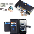 Cu clapetă pentru iPhone 16E, Wallet Zipper Pocket, negru
