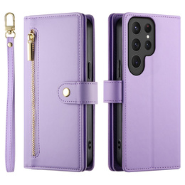 Cu clapetă pentru Samsung Galaxy S25 Ultra, Wallet Zipper Pocket, violet