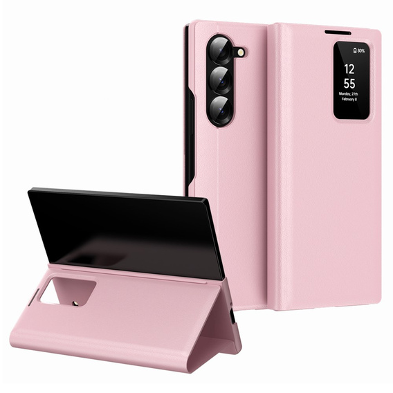Husă cu clapetă pentru Samsung Z Fold5 5G, Smart View Wallet, roz