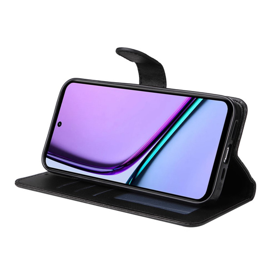 Cu clapetă pentru Realme C67, Leather Wallet, negru