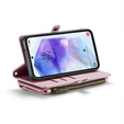 Husă CASEME pentru Samsung Galaxy A55 5G, RFID Leather Wallet, cu curea de umăr, roz