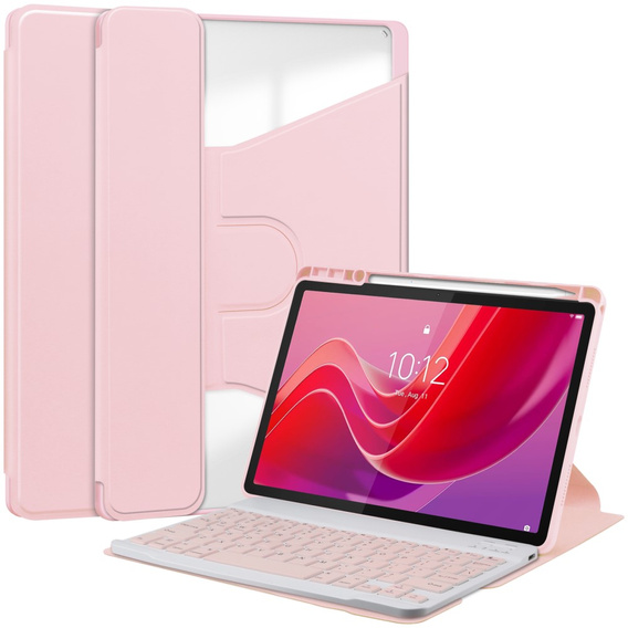 Husă pentru tastatură pentru Lenovo Tab M11, Rotary 360° Leather, roz