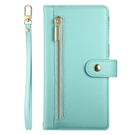 Cu clapetă pentru Oppo Reno 13F 5G, Wallet Zipper Pocket, de mentă
