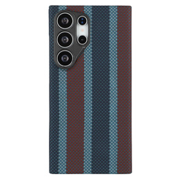 Carcasă pentru Samsung Galaxy S24 Ultra, Aramid Fiber Slim Case, pentru MagSafe, albastru / roșu