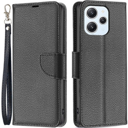 Cu clapetă pentru Xiaomi Redmi 12 4G, Wallet Litchi Magnet, negru