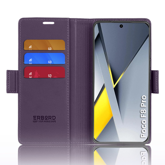 Husă flip ERBORD Glossy Litchi pentru Xiaomi Poco F8 Pro