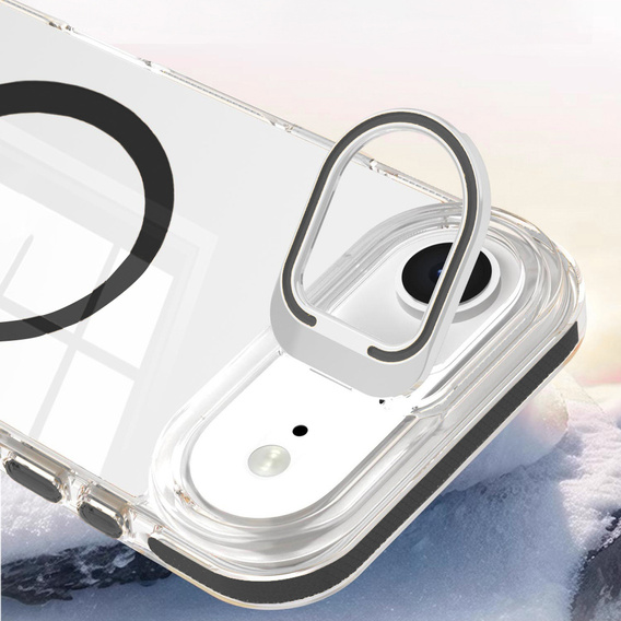 Husă pentru iPhone Air, pentru MagSafe, cu suport, transparentă cu inserții negre