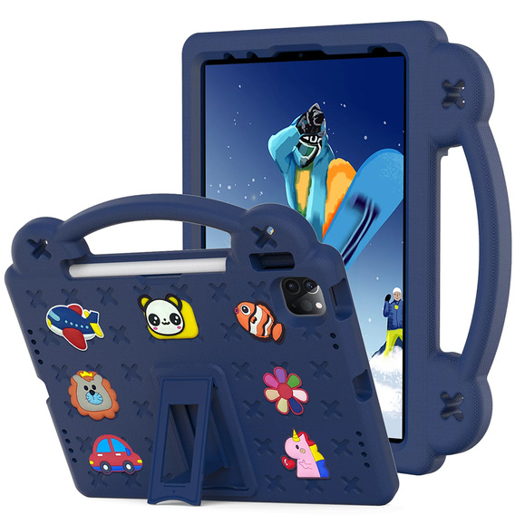 Husă pentru copii pentru iPad Air 10.9" 2022/2020 (5/4 gen.) / Pro 11" 2022/2021/2020 (4/3/2 gen.), Cute Patterns, cu suport, albastru închis