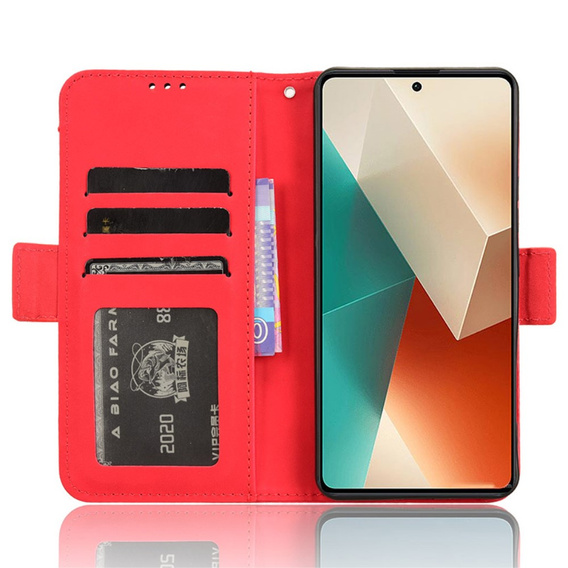 Cu clapetă pentru Xiaomi Redmi Note 13 5G, Card Slot, roșu