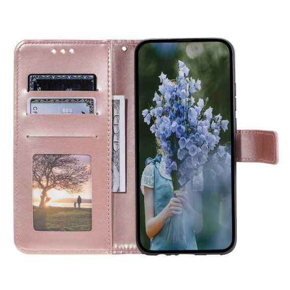 Cu clapetă pentru Motorola Moto G53 5G, Mandala Flower, roz rose gold