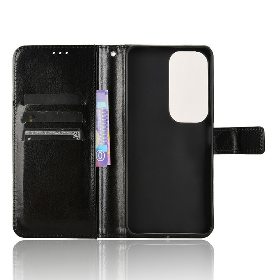 Cu clapetă pentru Vivo Y19s, Crazy Horse Wallet, negru