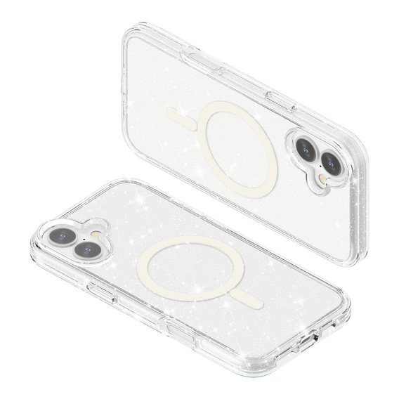 Husă pentru iPhone 17, pentru MagSafe, glitter, transparentă