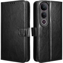 Cu clapetă pentru Vivo V50 Lite 4G / 5G, Crazy Horse Wallet, negru