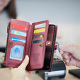 Husă CASEME pentru Samsung Galaxy A56 5G, RFID Leather Wallet, cu curea de umăr, roșu