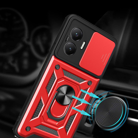 Husă blindată pentru Xiaomi Poco F7, CamShield Slide, roșu