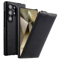 MELKCO carcasă flip pentru Samsung Galaxy S25 Ultra, piele, flip, negru