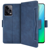 Cu clapetă pentru Xiaomi Redmi Note 12 Pro+ 5G, Card Slot, albastru