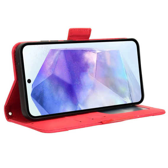 Cu clapetă pentru Samsung Galaxy A55 5G, Card Slot, roșu