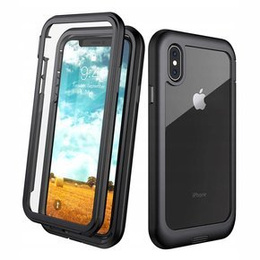 Carcasă pentru iPhone X/XS, Shockproof, cu folie, negru