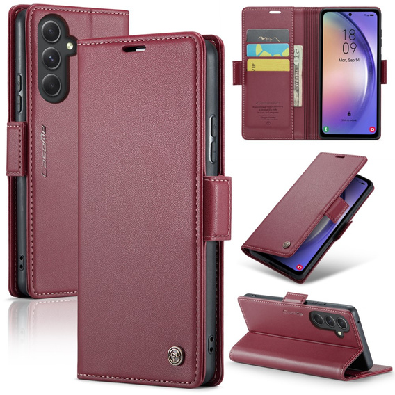 Husa cu clapetă CASEME pentru Samsung Galaxy A54 5G, Litchi Wallet, roșu