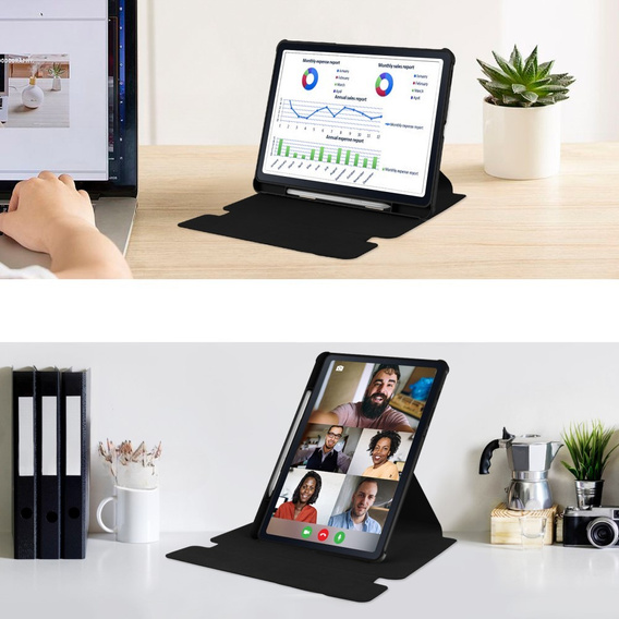 Husă pentru tastatură pentru Samsung Galaxy Tab S6 Lite 2024 / 2022 / 2020, Rotary 360° Leather, negru