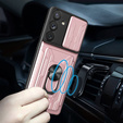 Husă blindată pentru Samsung Galaxy A54 5G, Camera Slide Card Slot, roz rose gold