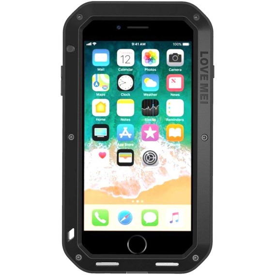 Love Mei Huse pentru iPhone 8 Plus / 7 Plus, armored with glass, negru