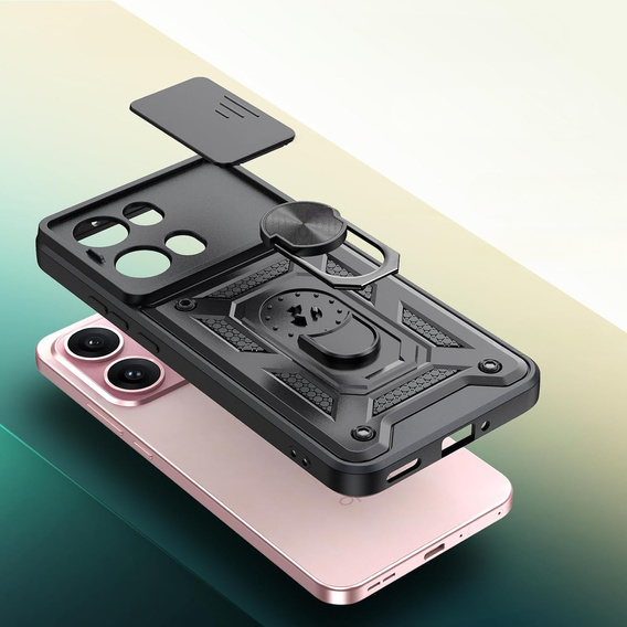 Husă blindată pentru Oppo Reno 13 Pro, CamShield Slide, negru