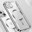 Husă pentru iPhone 14 Plus, Electro MagSafe, de argint + Sticlă pentru ecran