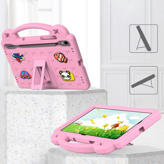 Husă pentru copii pentru Samsung Galaxy Tab S10 Lite / S10 FE / S9 FE, Cute Patterns, cu suport, roz