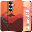 Carcasa pentru Samsung Galaxy S25, Carbon Fiber MagSafe, portocaliu