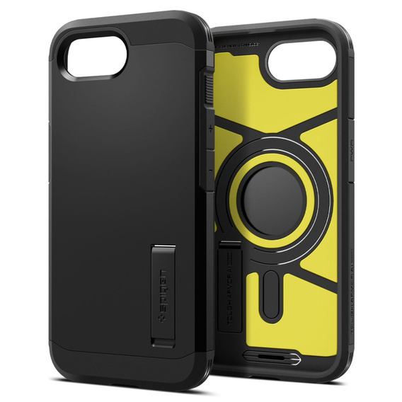 Carcasa Spigen pentru iPhone 16E, Tough Armor Mag MagSafe, negru + 9H Tempered Glass