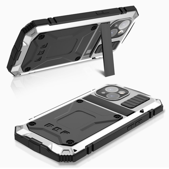Husă pentru iPhone 15 Plus, R-JUST, armată, de argint / negru
