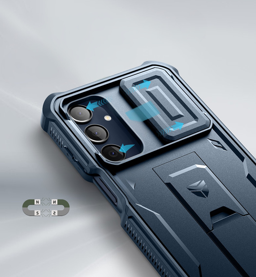 Husă blindată pentru Samsung Galaxy A16, Dexnor Full Body (Two Frames), albastru închis