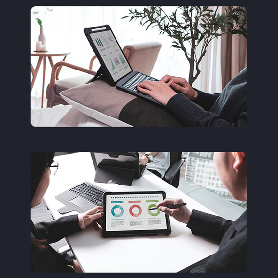 Carcasă + tastatură Galaxy Tab S8+ / Tab S7 +/ Tab S7 FE, NILLKIN Bumper Pen Slot, negru