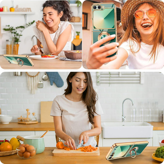 Huse pentru Samsung Galaxy Z Flip7 FE / Z Flip6, Electro Ring, verde