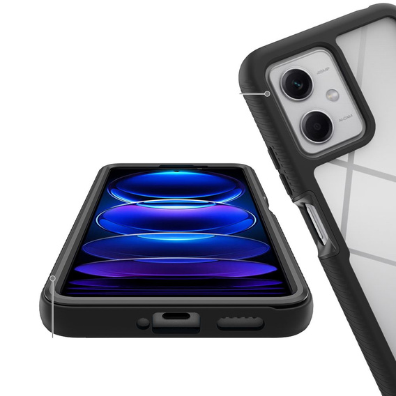 Carcasă pentru Xiaomi Redmi Note 12 5G / POCO X5 5G, Shockproof, cu folie, negru