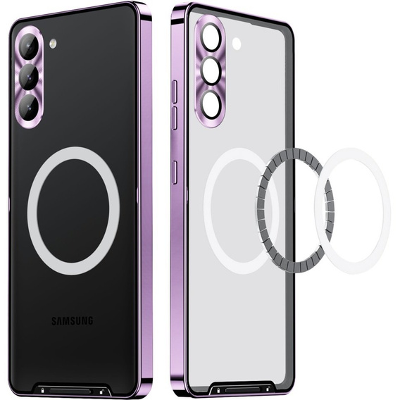 Carcasă de protecție pentru camera foto pentru Samsung Galaxy S23, CamShield MagSafe, transparent / violet