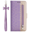 Carcasă cu clapetă pentru Samsung Galaxy A55 5G, Wallet Pocket Zipper Lace, violet