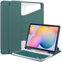 Husă pentru tastatură pentru Samsung Galaxy Tab S6 Lite 2024 / 2022 / 2020, Rotary 360° Leather, verde închis