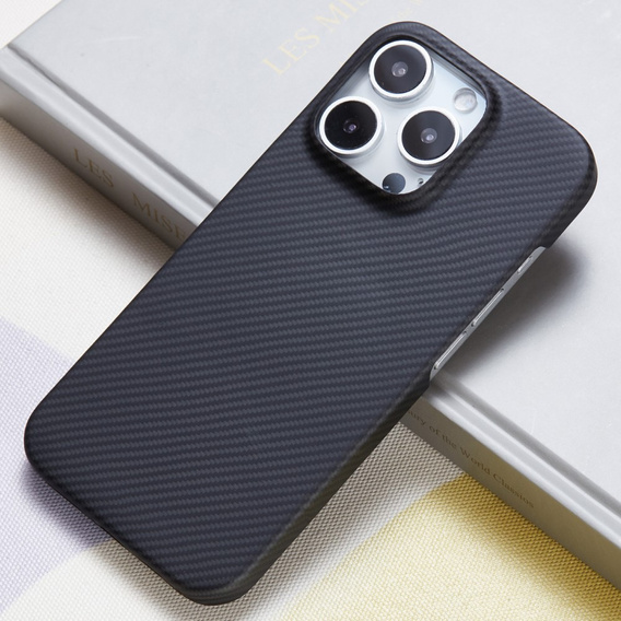 Husă pentru iPhone 16 Pro, Aramid Fiber Cover, negru