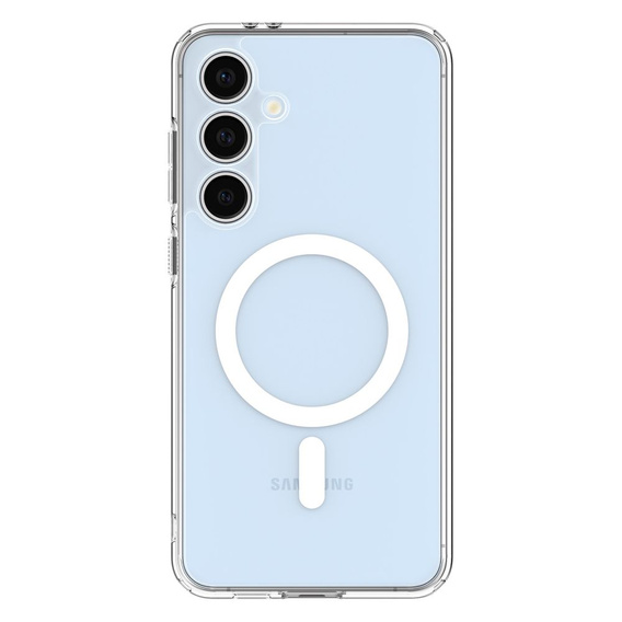 Carcasă MagSafe Spigen pentru Samsung Galaxy S24 FE, Ultra Hybrid, transparent / alb + 9H Tempered Glass