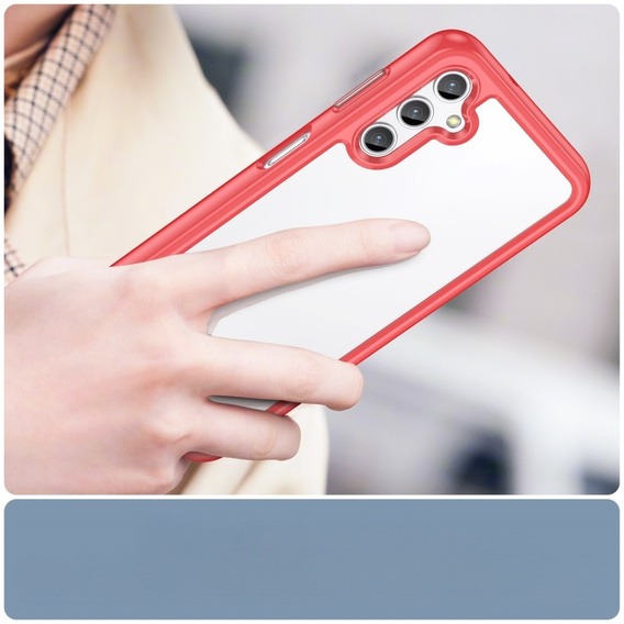 Huse pentru Samsung Galaxy A14 4G/5G, Fusion Hybrid, transparent / roșu