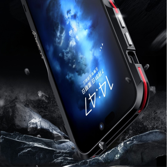 Husa LUPHIE pentru iPhone 15 Pro, Armor Bumper, negru / roșu