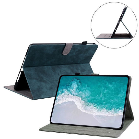 Huse pentru Samsung Galaxy Tab S9, Wallet Pen Slot, verde