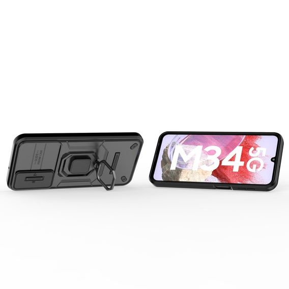 Husă pentru Samsung Galaxy M34, KickStand Camera Lens, negru
