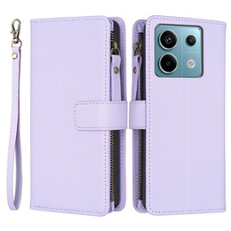 Cu clapetă pentru Xiaomi Redmi Note 13 Pro 4G / Xiaomi Redmi Note 14S / Xiaomi Poco M6 Pro 4G, Wallet Zipper Pocket, violet